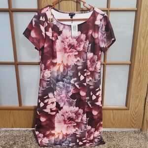 Torrid Pink And Grey Floral Ss Scuba Organza Dress Size 12 Nwt